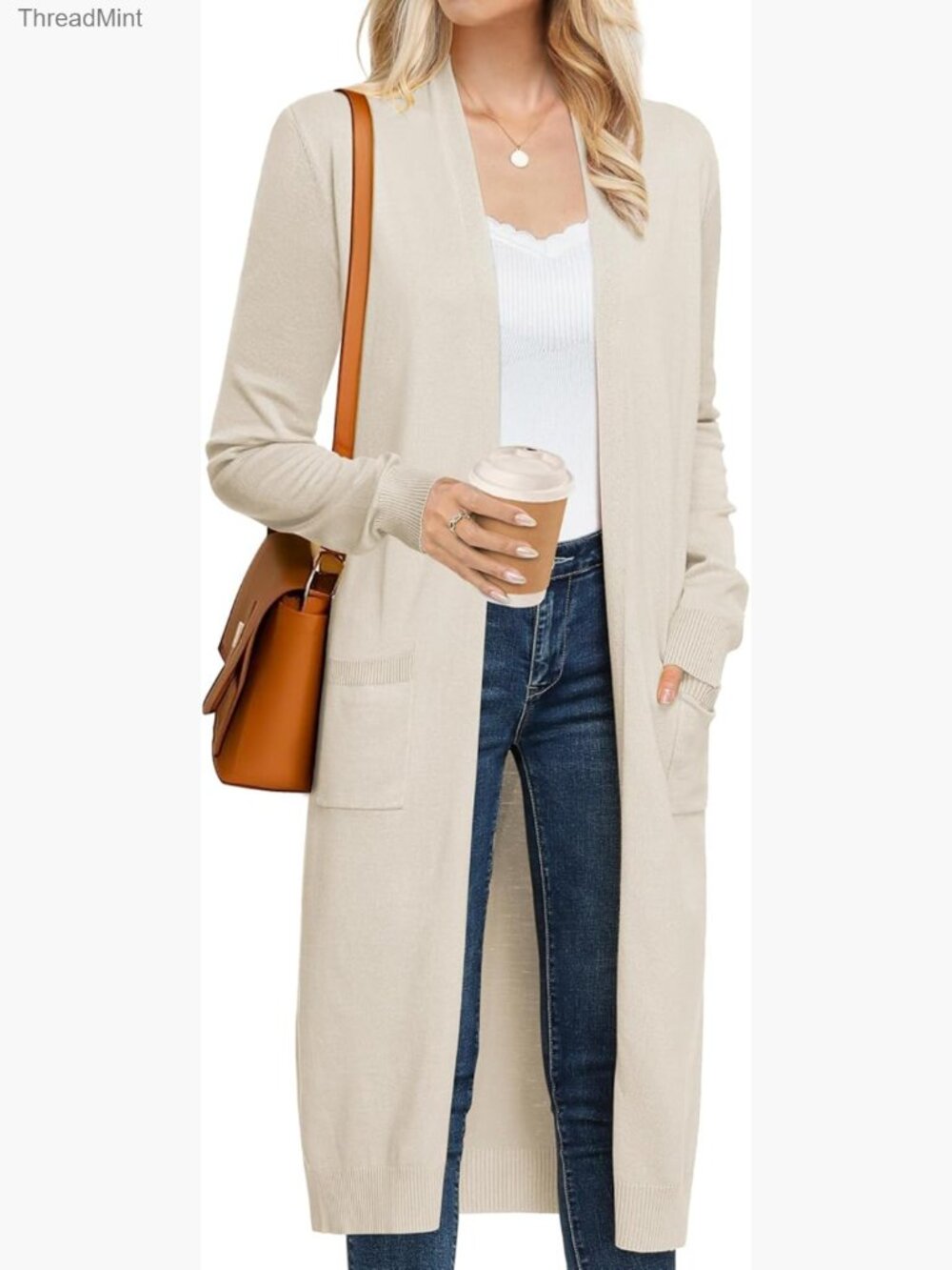 Long Cardigan Sweater Open Front Maxi Duster Lightweight Knit with Pockets